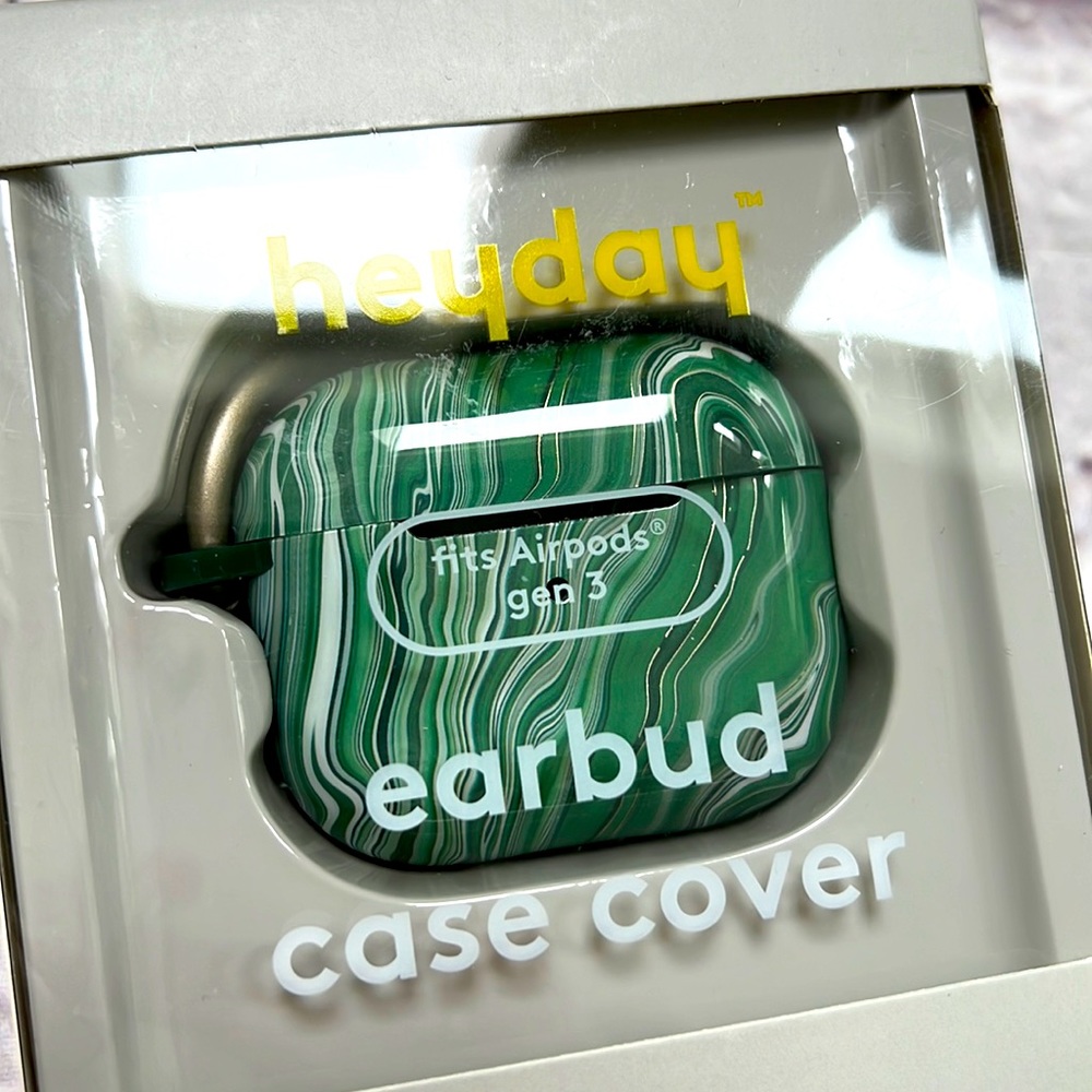 Earbud case fits airpods generation 3 green marble case